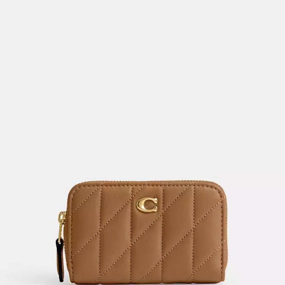 *NEW*Honey Brown/Brass Essential Small Zip
Around Card Case With Pillow Quilting